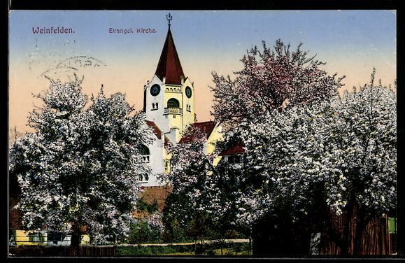 Cartoline postali: AK Weinfelden, Evangelische Kirche – Usato da Berlin venduto da bartko-reher