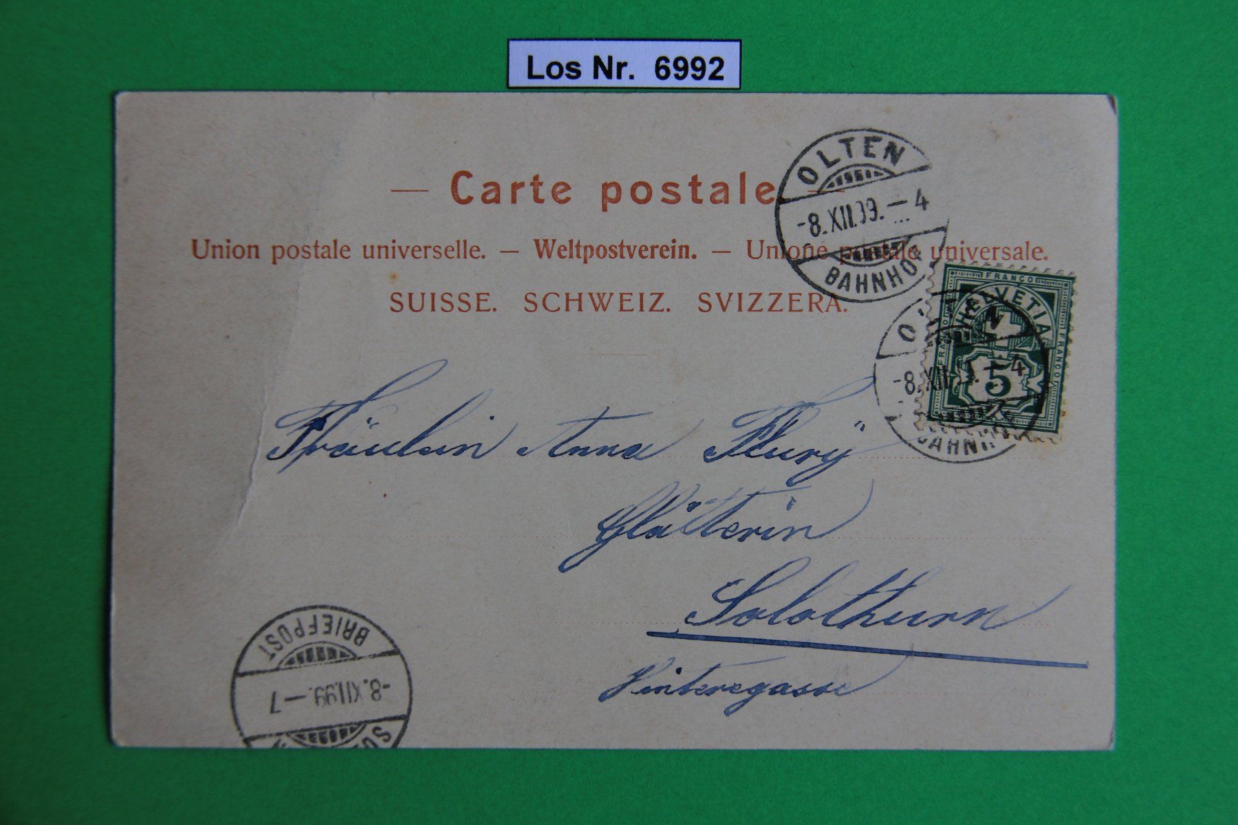 Cartoline postali: CH Ansichtskarte Olten um 1898                      Los 6992 – Usato da Volken venduto da jukon65 1