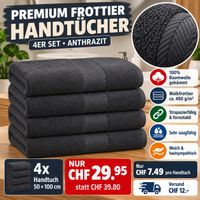 4x Handtücher 50x100 cm Anthrazit 100% Baumwolle