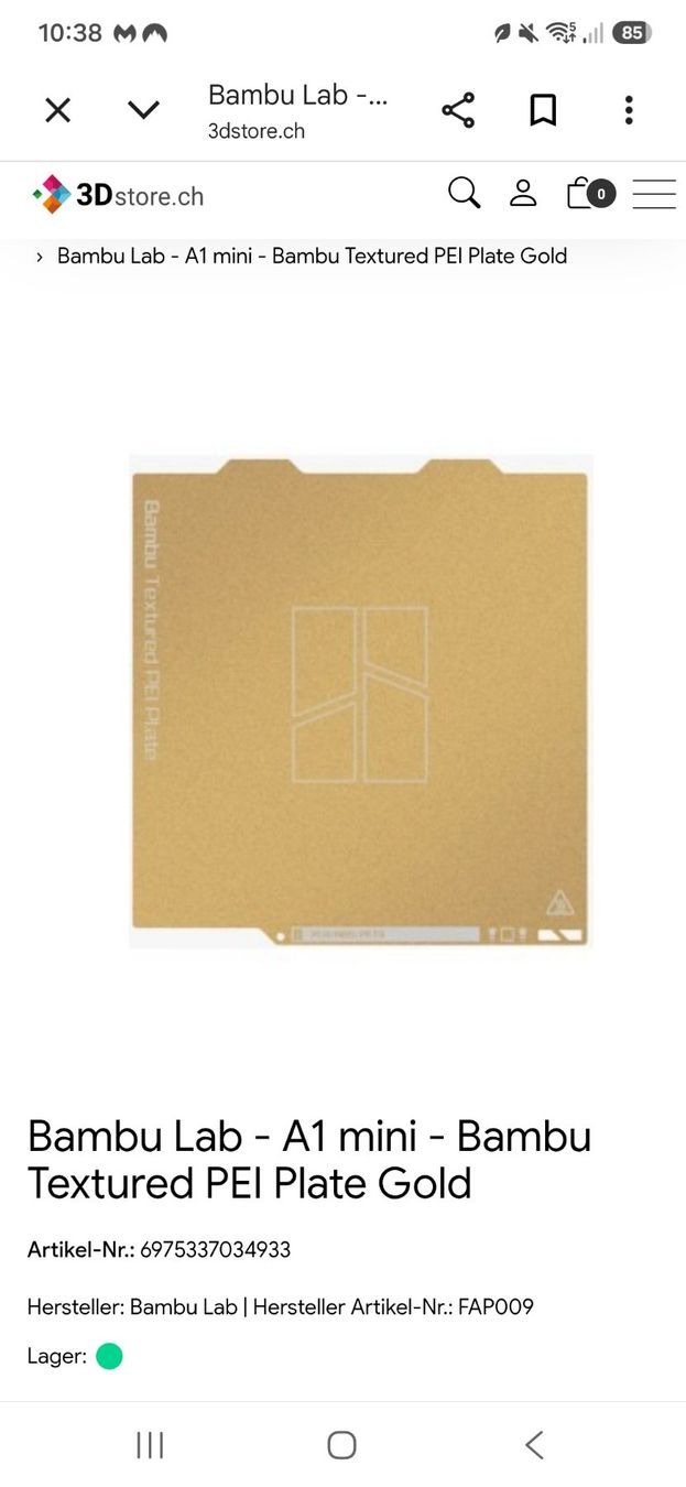 Bambu Lab 3D Drucker: Bambu Lab A1 mini,  PEI Plate Gold – Gebraucht aus Zug von Kira_6300
