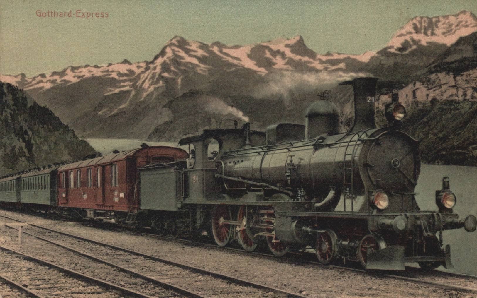Ansichtskarten: Gotthard - Express mit Dampflokomotive, Eisenbahn – Gebraucht aus Luzern von Kartenansicht