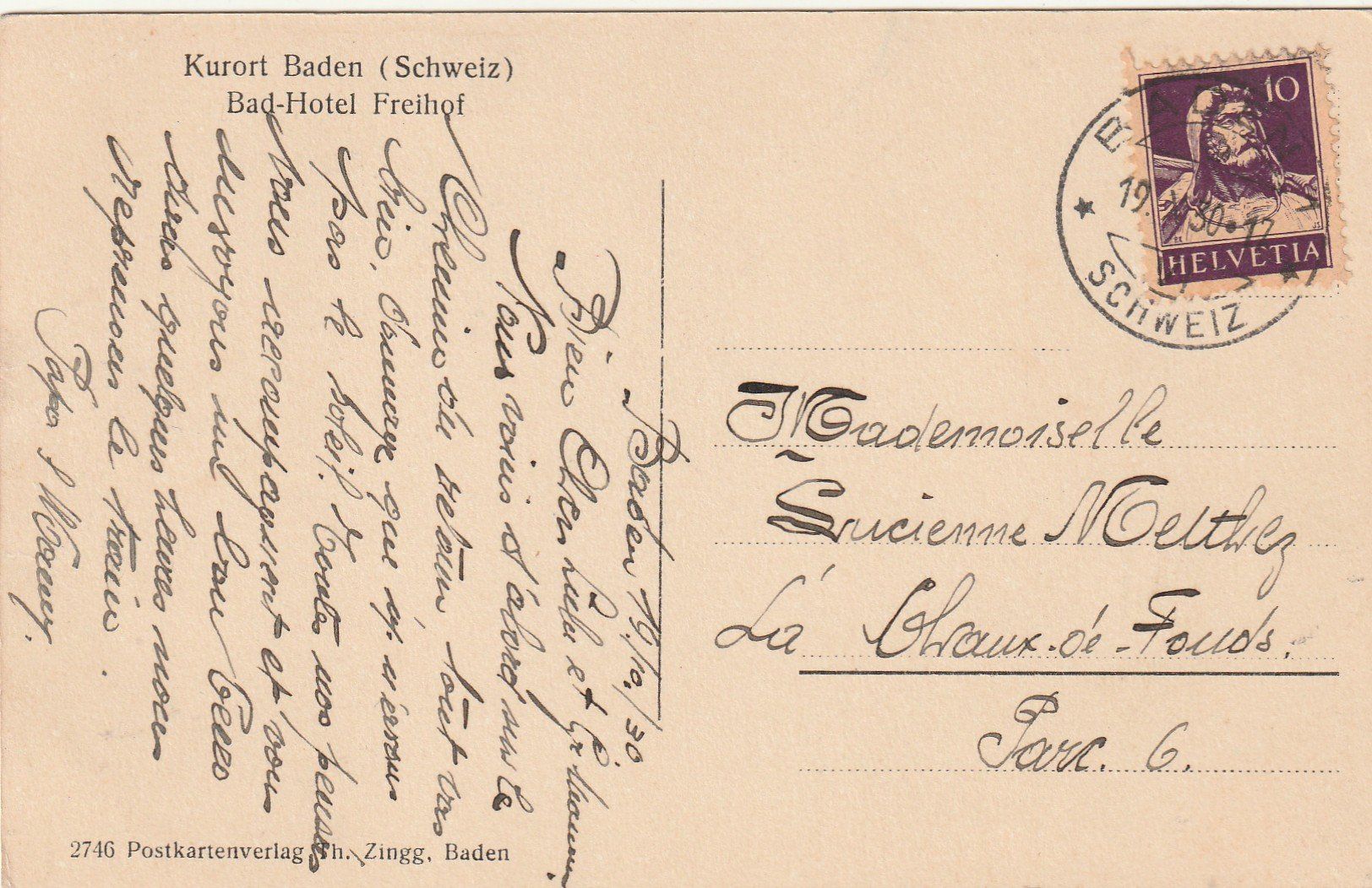Cartes postales: Baden Bad-Hotel Freihof – D'occasion à Rorschacherberg par fratovi2 1