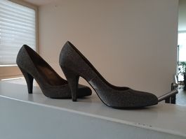 Damen-Schuh glitzerig Silber Gr. 40 mit 10cm-Absatz