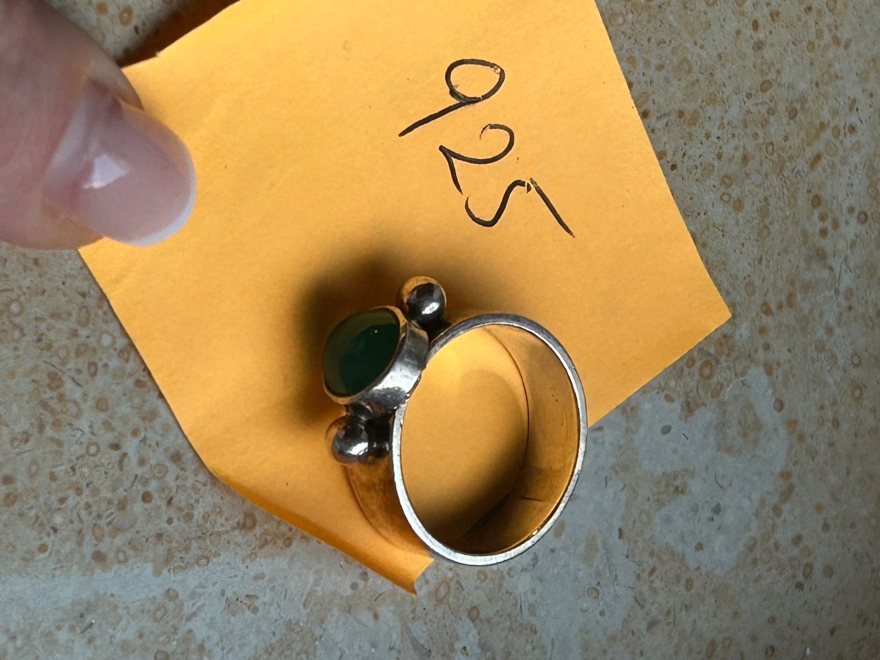 Anelli: Silber Ring mit grünem Stein (Grösse 57) – Usato da Laufen venduto da Bellebellezza 6