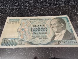 50000 Türk Lirasi 14 Ocak 1970 Banknote guter Zustand