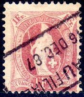 STEHENDE HELVETIA 1887 GESTEMPELT 71A ERHALT SIEHE SCAN -J24