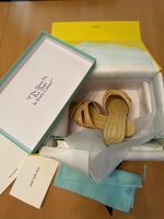 Aquazzura Oahu Woven Raffia Flat Sandals – Natural – Size 36