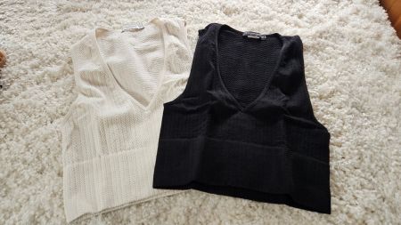 2er Set Tops mit Herzausschnitt, Gr.S