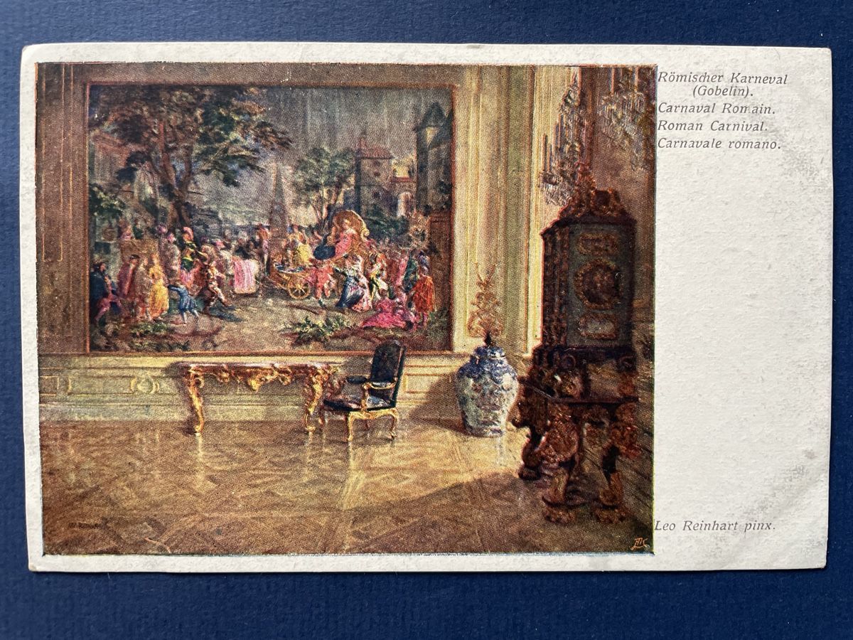 Cartoline postali: Alte Ansichtskarte: Römischer Karneval, Gobelin Top – Usato da Neuhausen am Rheinfall venduto da Arielle55