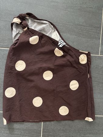 Braun gepunktete Bluse Grösse S-M