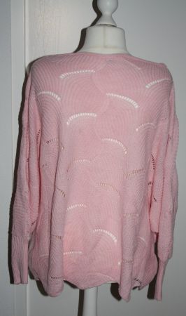 Pullover m. Fledermausärmel u. Lochmuster rosa  Gr. XXXL