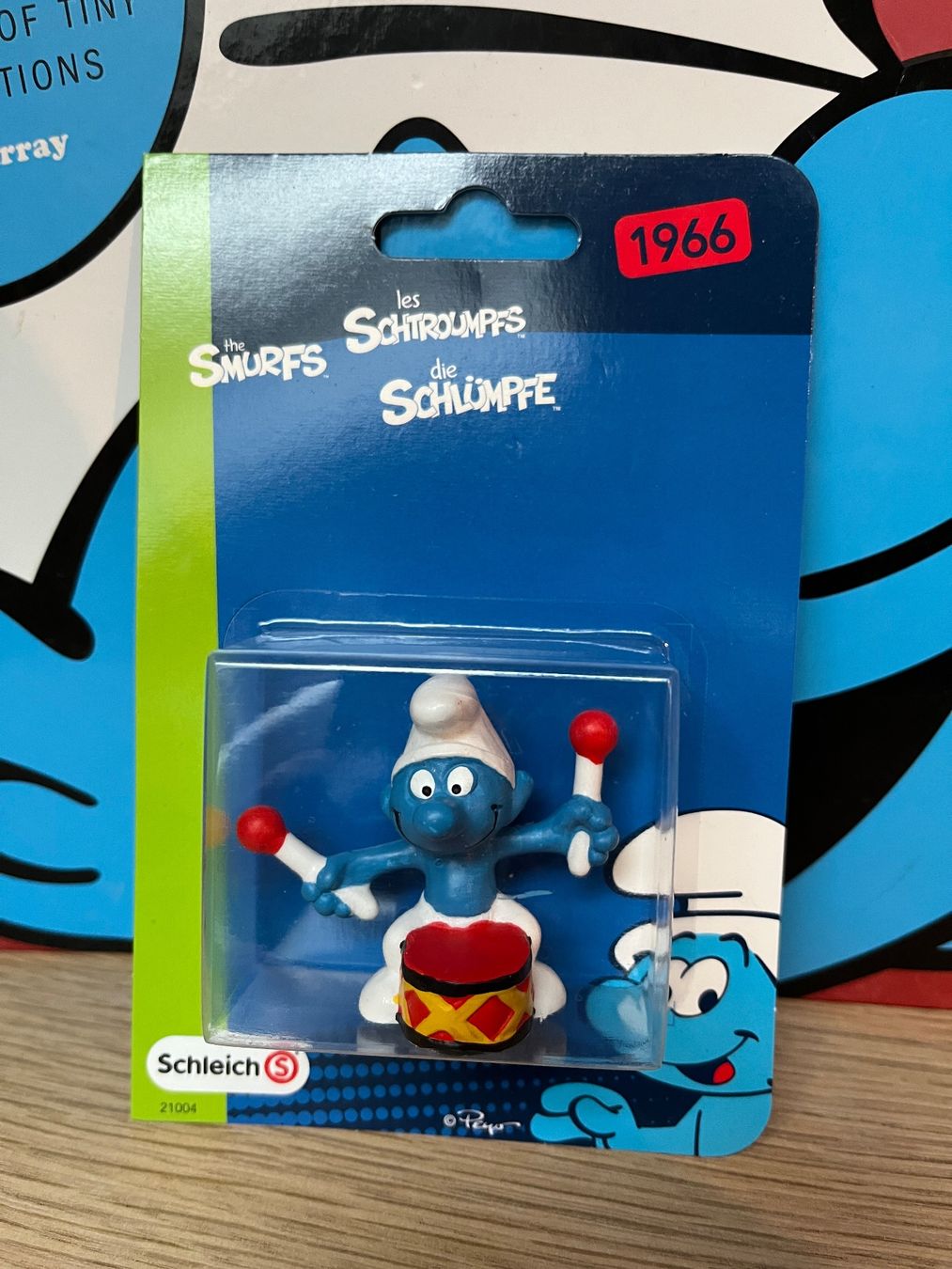Schleich Figuren: Schlagzeug-Schlumpf, in Verpackung – Neu und originalverpackt aus Lyss von Duckszone