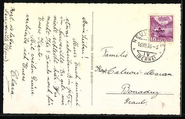 Cartoline postali: AK Neuveville, Teilansicht, 1938 – Usato da Berlin venduto da bartko-reher 1