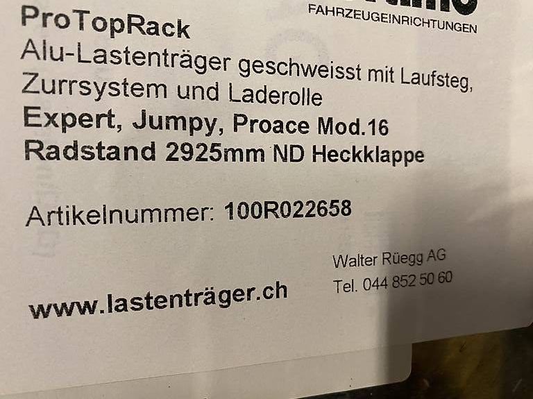 Portapacchi: Sortimo Dachträger für Jumpy, Expert, Proace Mod. 16 – Nuovo e nell'imballaggio originale da Wabern venduto da HK-Design 2