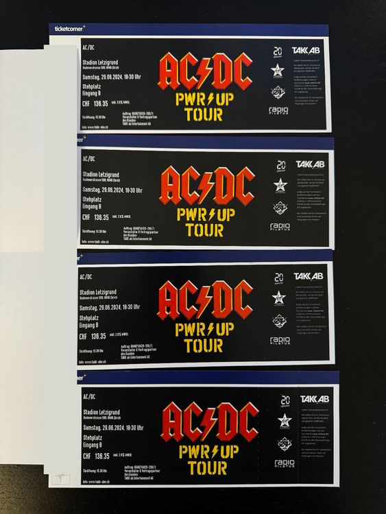 AC/DC Stehplatz Tickets 29.06.2024 Zürich (4 Verfügbar) (Neu und ...
