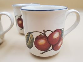 3 Tasses à café/thé Staffordshire motif fruits d'automne