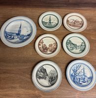 7 Teller mit Schweizer Dörfer Motive, Vintage, Top!