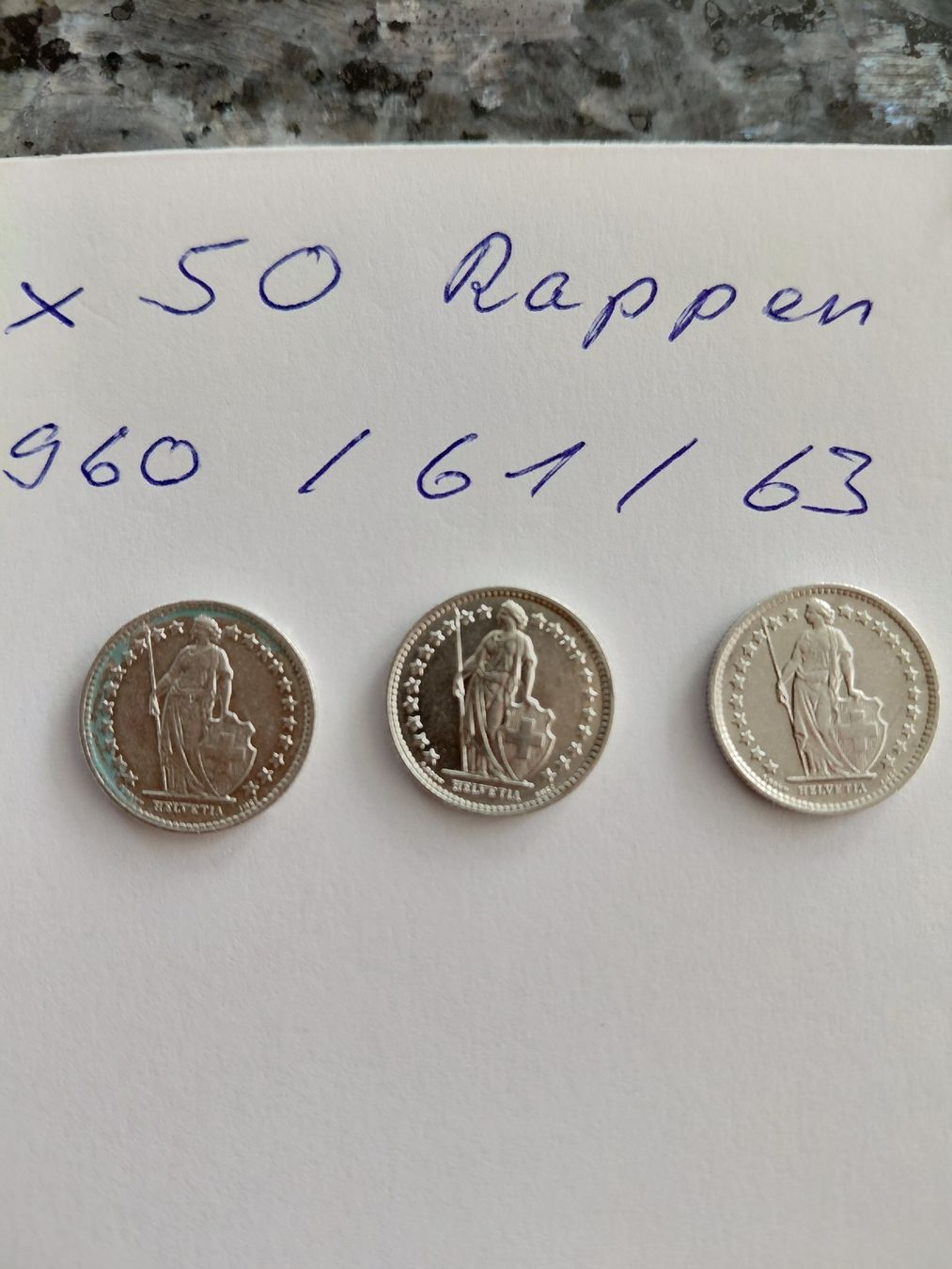 Tutti le monete: 3x 50 Rappen 1960, 1961, 1963 – Usato da Bonaduz venduto da topolino052 4