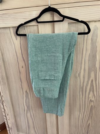 Neu Sommerhose Crinkle Leinen, 34-36,  Poetry grün