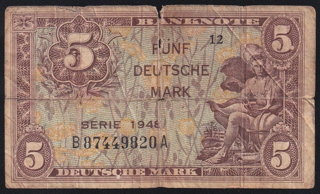 Banconote: Deutschland 5 Mark 1948 – Usato da Brugg AG venduto da banknoten_muesli
