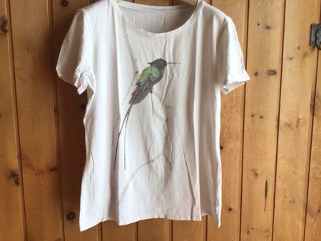 T-Shirt weiss mit Kolibri Print Grösse M neuwertig