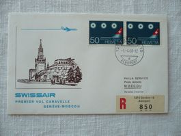 1968 SWISSAIR Erstflug Caravelle Genève - Moscou