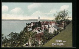 Berlingen, Blick über den Ort mit See u