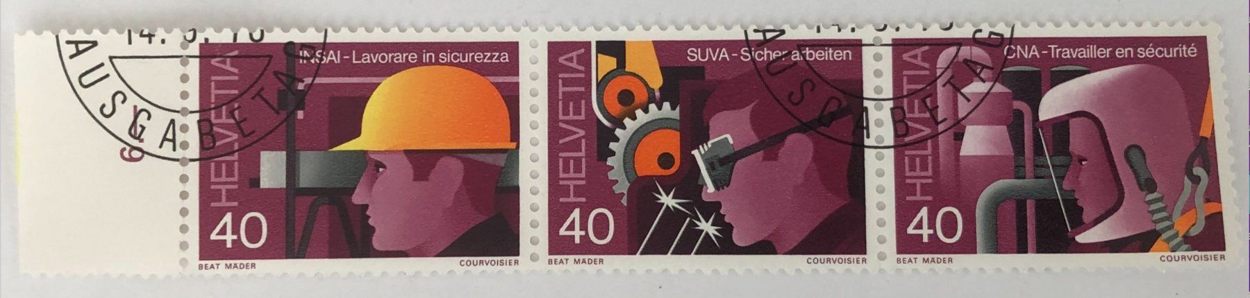 Tutti i francobolli: Suva-Sicher arbeiten mit Stempel – Usato da Aarau venduto da Billa007