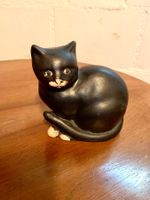 schwarze Katze aus Ton Höhe 13.5 cm