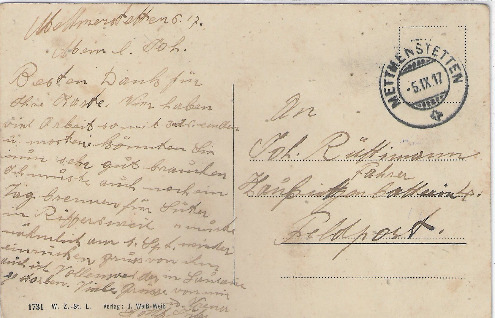 Ansichtskarten: Mettmenstetten - Dorfpartie – Gebraucht aus Ettingen von Kartenplanet 1