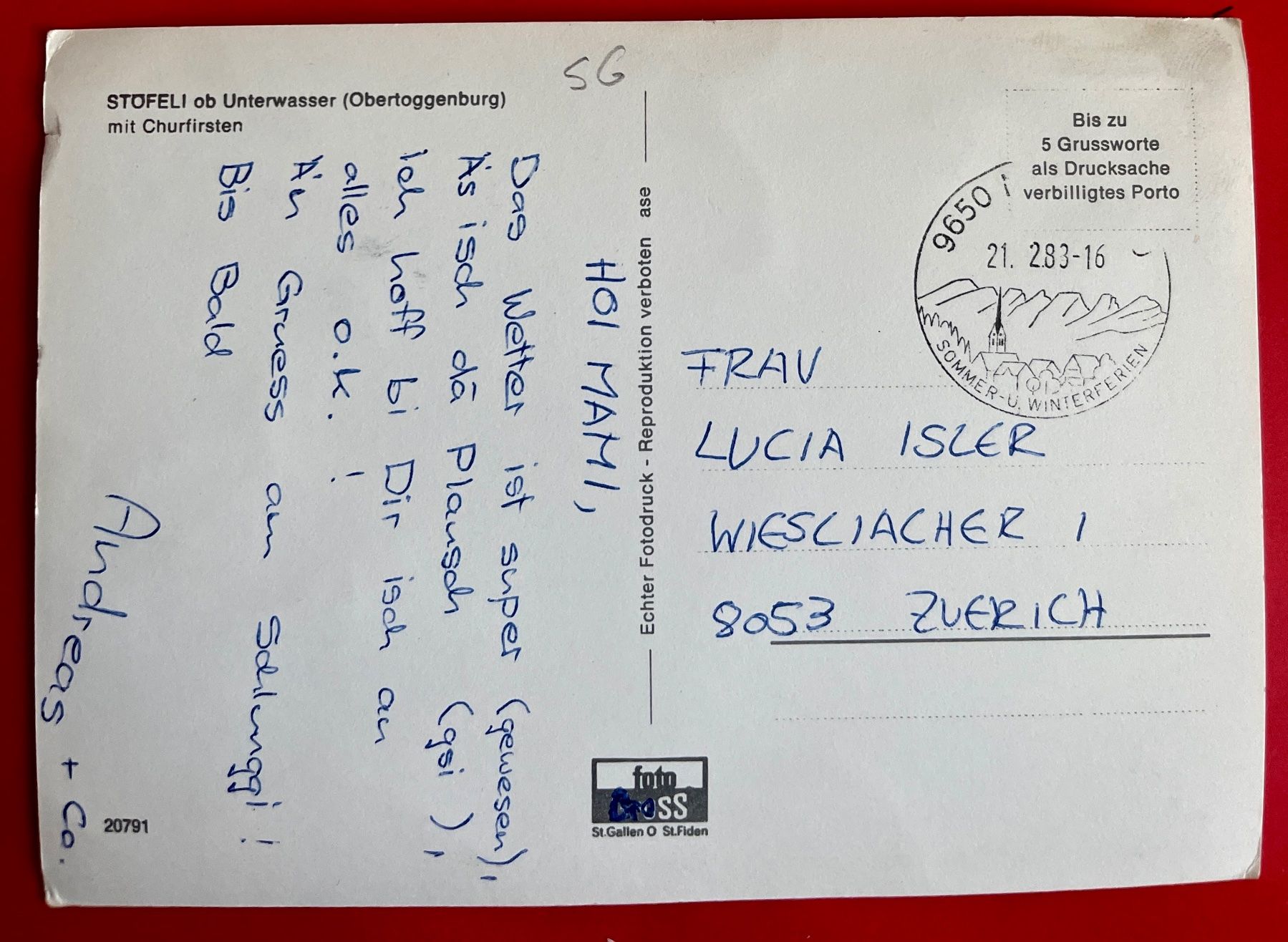 Cartoline postali: AK: STOFELI ob UNTERWASSER - WINTER – Usato da Lutry venduto da Ediego 1