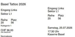 3 Basel Tattoo Tickets 25.7 17:30