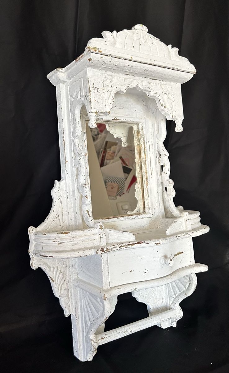 Scaffali: White Shabby Chic Wall Shelf with Mirror & Drawer! – Usato da Zürich venduto da Mistral61 1