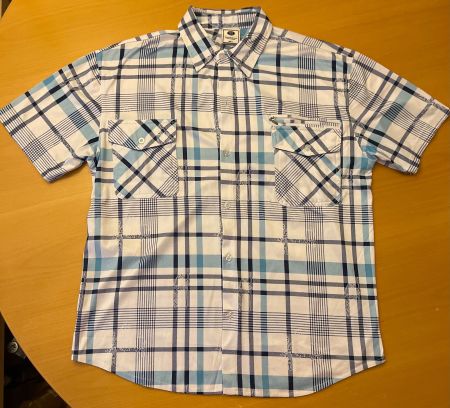 Schönes Herrenhemd kurzarm Gr. L Weiss-Blau