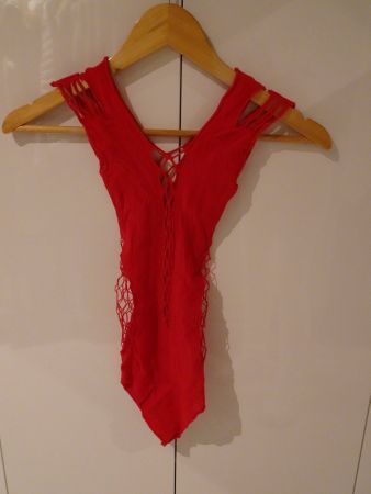 Sexy super Stretch-Body uni rot für Gr. XS/S - 226093