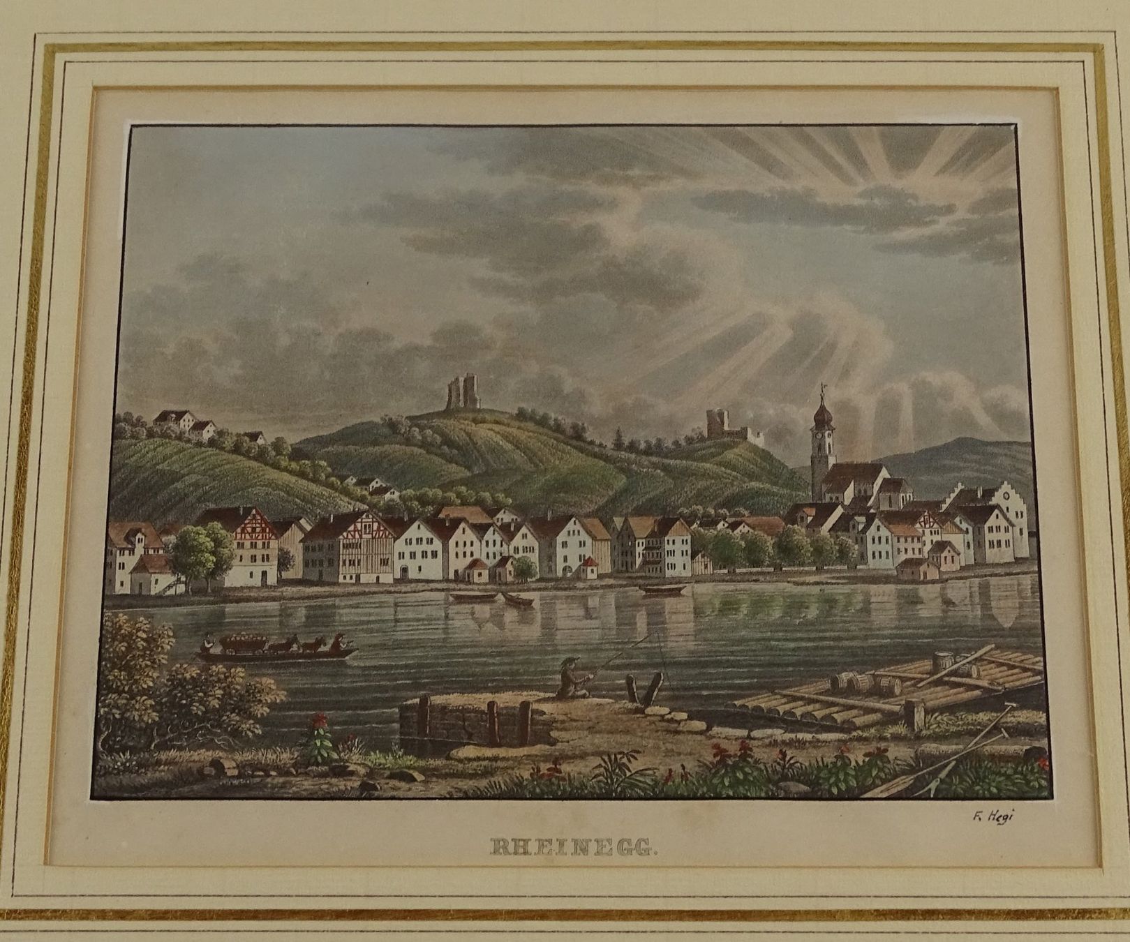 Incisioni: RHEINECK, AQUATINTA 1867 – Usato da Grüningen venduto da Kartensammler 1