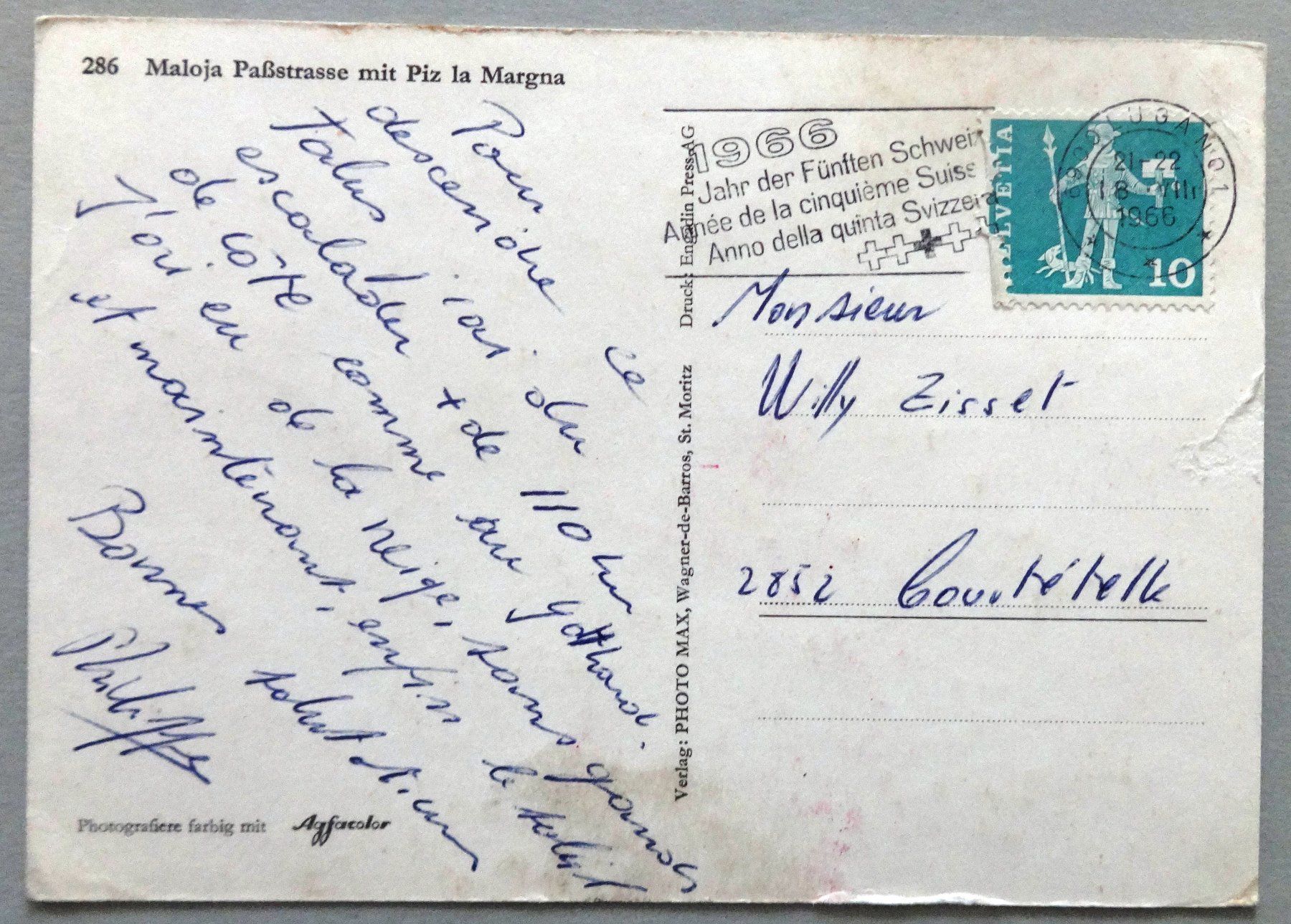 Cartoline postali: Maloja Passstrasse mit Piz La Margna – Difettoso da Fétigny venduto da Billy2miny 1
