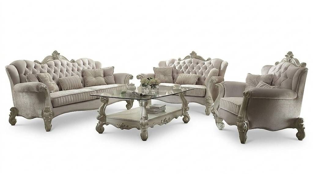 Sofas: Chesterfield 3+2 Sitzer Sofagarnitur aus Echtholz und Text – Gebraucht aus Zug von jvmoebel-schweiz