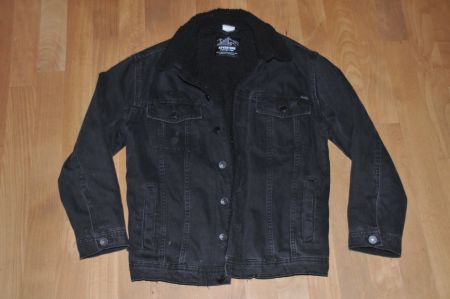 coole ZARA Jacke - Jeans gefüttert - schwarz - Gr. 164