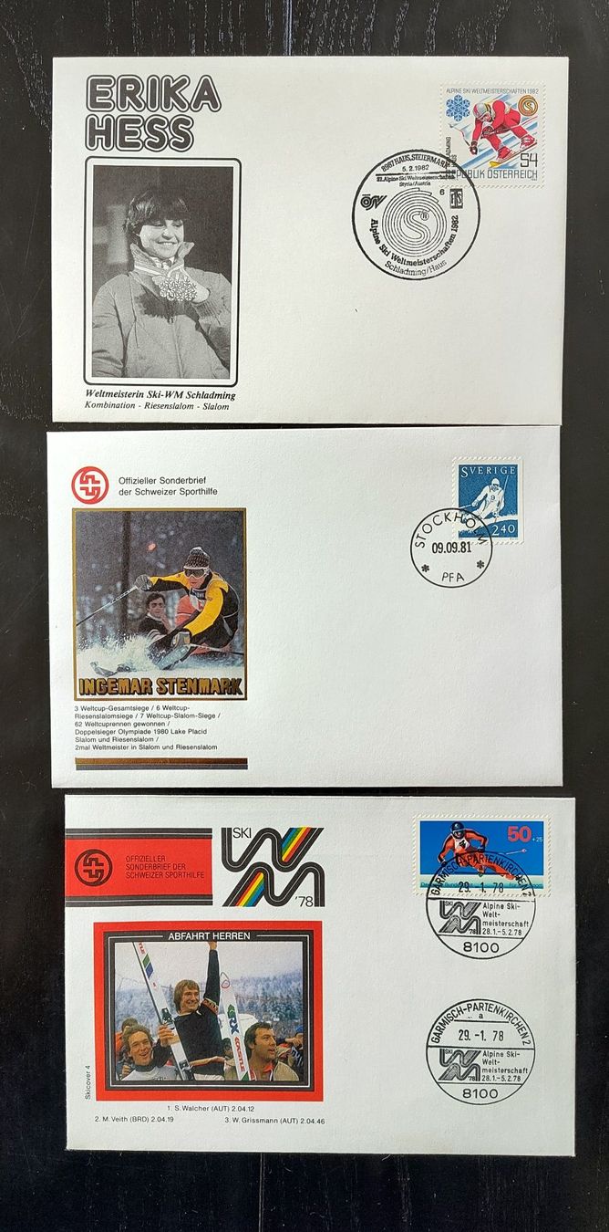 Tutti i francobolli: 3 Sonderbriefe Schweizer Sporthilfe – Usato da Lupfig venduto da Luchsi5