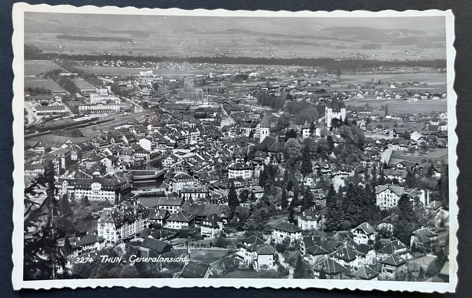 Ansichtskarten: Thun, Generalansicht ca 1940 – Gebraucht aus Ostermundigen von DaxKarten-75