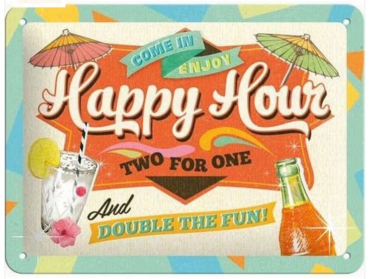 Schilder: Blechschild - Happy Hour – Neu und originalverpackt aus Ennetbürgen von open24shop