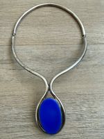 Sterling Silver Halsreif silber blau Stein - Top Zustand!