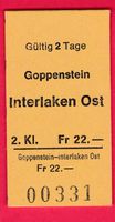 KARTON BAHNBILLETT, GOPPENSTEIN-INTERLAKEN OST, 2.KL,EINFACH