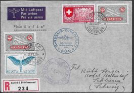 1939 R/SR Flug SÜD ZÜRICH - SOFIA Top Misch-Frankatur ab 1.-