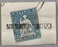 STRUBEL 10 FRANCO RAPPEN AUF PAPIER MIT SPEZ. STEMPEL