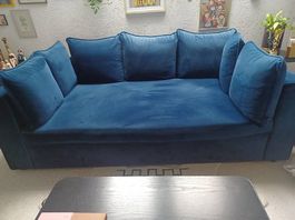 Blaues Sofa Samt 215cm - Selbstabholung 4055 Basel!