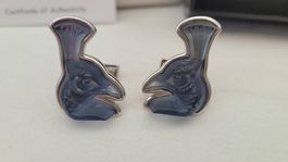 Lalique Manschettenknöpfe Pfau blau