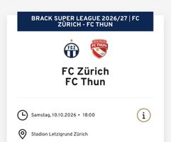 FCZ Südkurven Stehplatz Ticket Erw gegen FC Thun