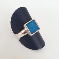 Ring und Anhänger 925 Silber mit blauem Einsatz , Schmuckset
